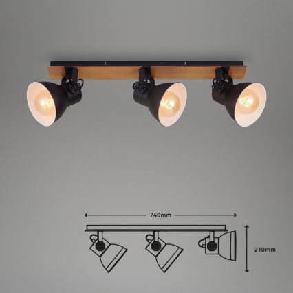 Briloner 2742-035 - Bodové svítidlo SPOTLIGHT 3xE27/40W/230V černá/hnědá