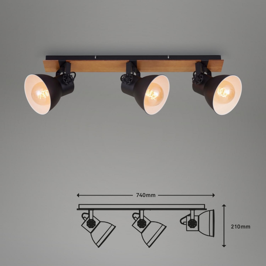 Briloner 2742-035 - Bodové svítidlo SPOTLIGHT 3xE27/40W/230V černá/hnědá