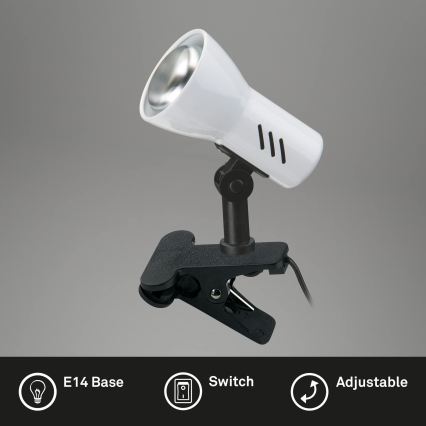 Briloner 2794/016P - Lampa s klipem 1xE14/40W/230V černá/bílá
