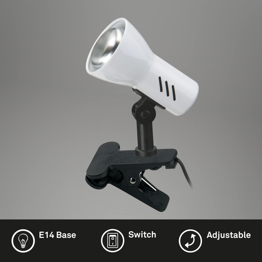 Briloner 2794/016P - Lampa s klipem 1xE14/40W/230V černá/bílá