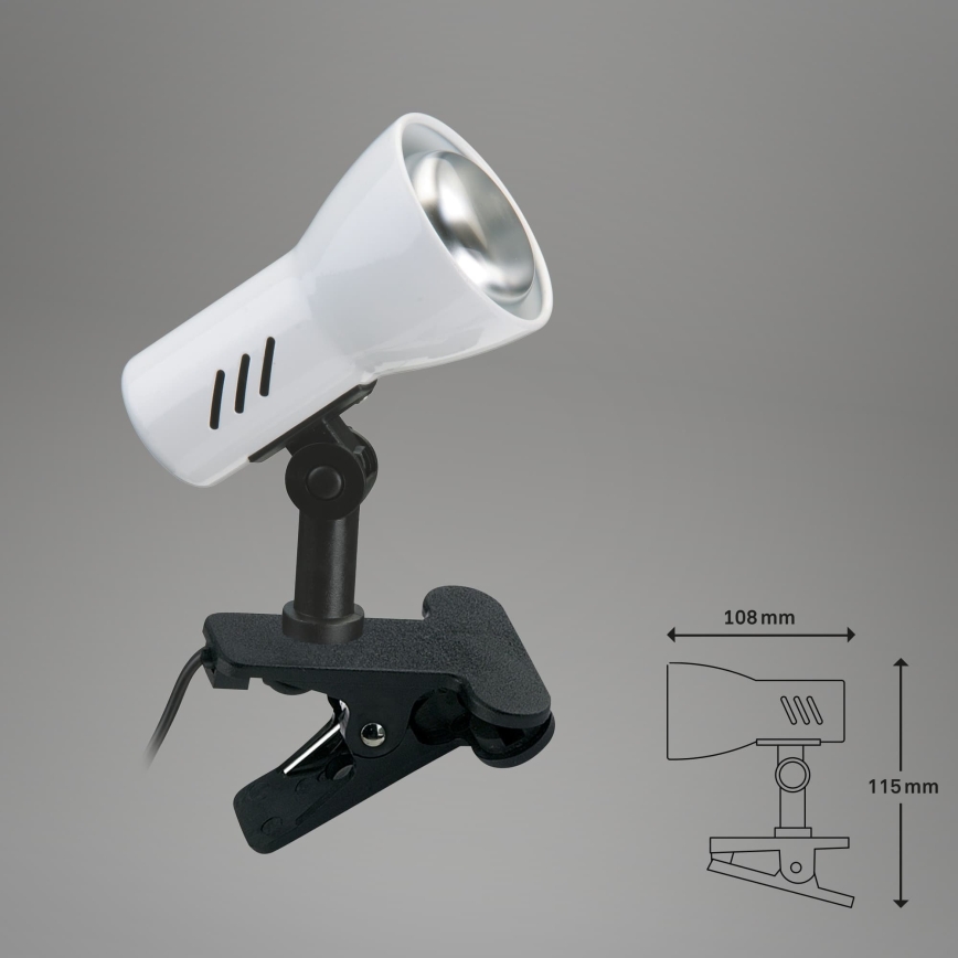 Briloner 2794/016P - Lampa s klipem 1xE14/40W/230V černá/bílá