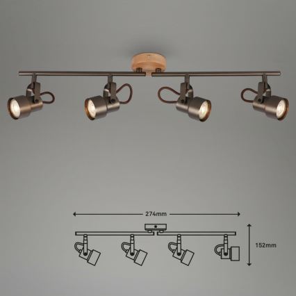 Briloner 2872-045 - LED Bodové svítidlo TAHUN 4xGU10/5W/230V 3000K hnědá