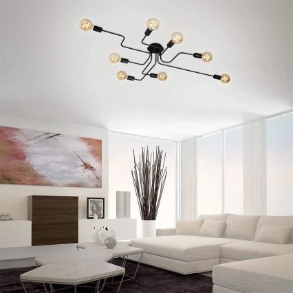 Briloner 2888-085 - Přisazený lustr FARETTO 8xE27/60W/230V černá