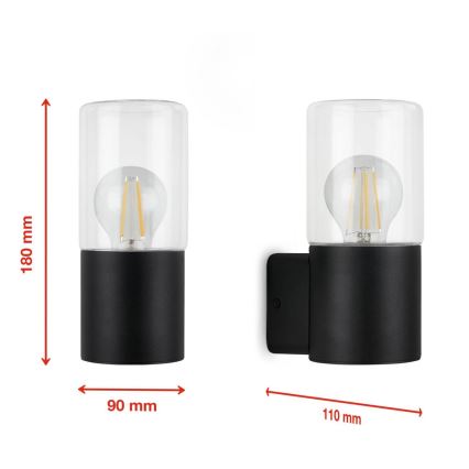 Briloner 320505TF - Venkovní nástěnné svítidlo 1xE27/12W/230V IP44 černá