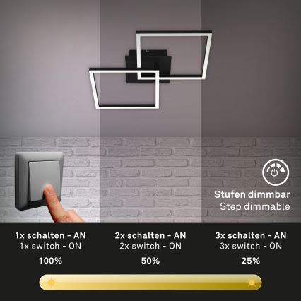 Briloner 3210-015 - LED Stmívatelné stropní svítidlo FRAME 2xLED/11W/230V černá