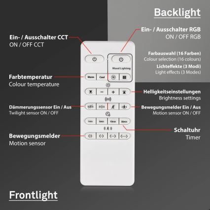 Briloner 3227-015 - LED RGB Stmívatelné stropní svítidlo se senzorem TALENA LED/24W/230V černá + dálkové ovládání