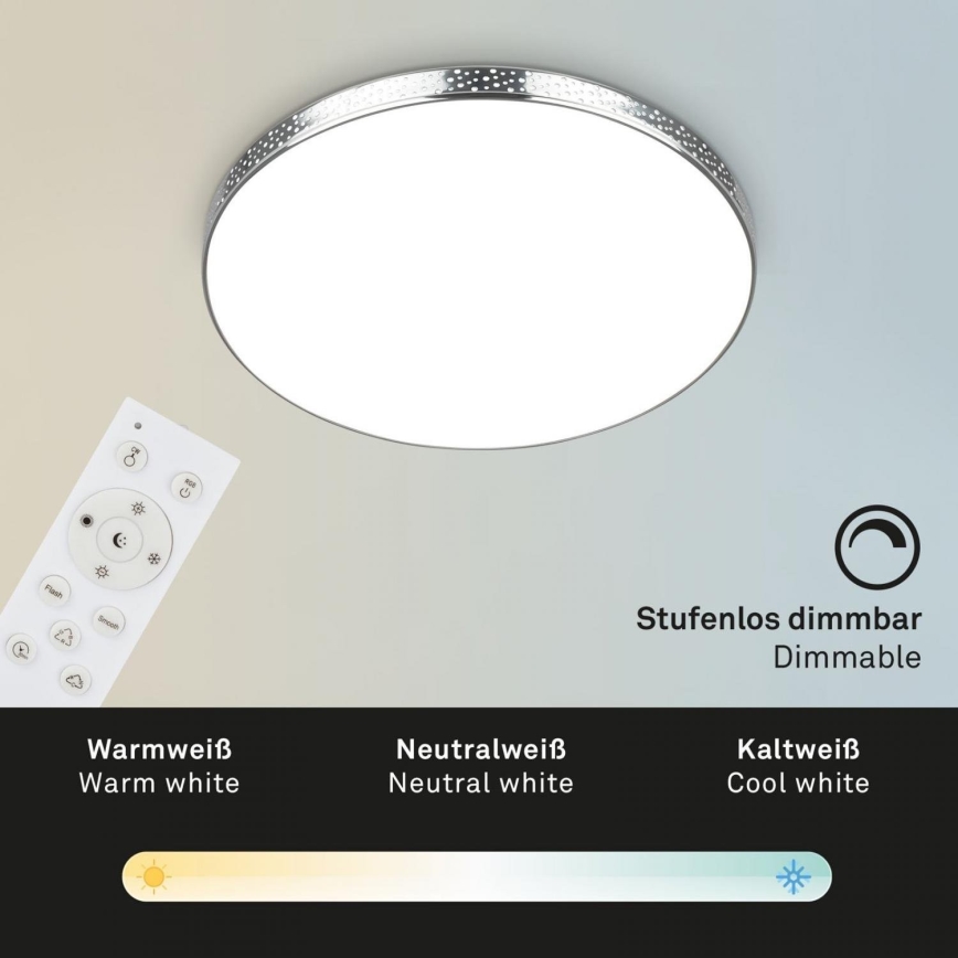 Briloner 3679-018 - LED RGB Stmívatelné koupelnové stropní svítidlo MAGA LED/18,5W/230V 3000-6500K pr. 35,5 cm + dálkové ovládání