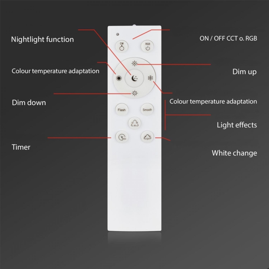 Briloner 3679-018 - LED RGB Stmívatelné koupelnové stropní svítidlo MAGA LED/18,5W/230V 3000-6500K pr. 35,5 cm + dálkové ovládání