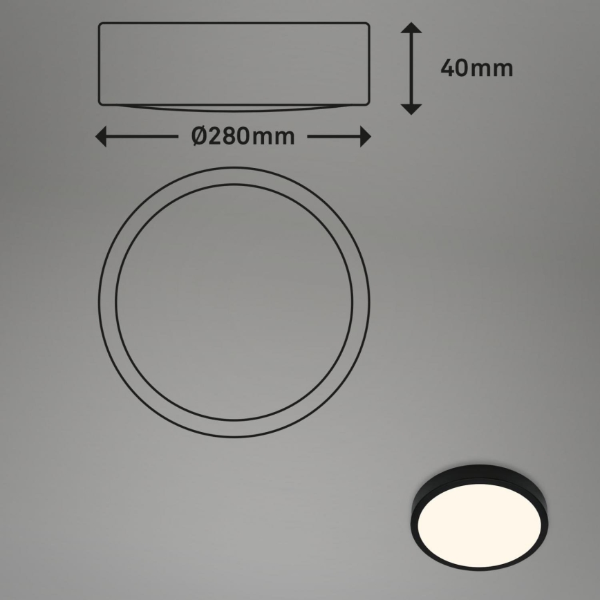 Briloner 3700-015 - LED Stropní svítidlo RUNA LED/16W/230V 3000K pr. 28 cm černá