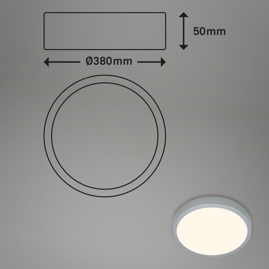 Briloner 3703-014 - LED Stropní svítidlo RUNA LED/24W/230V 3000K pr. 38 cm stříbrná