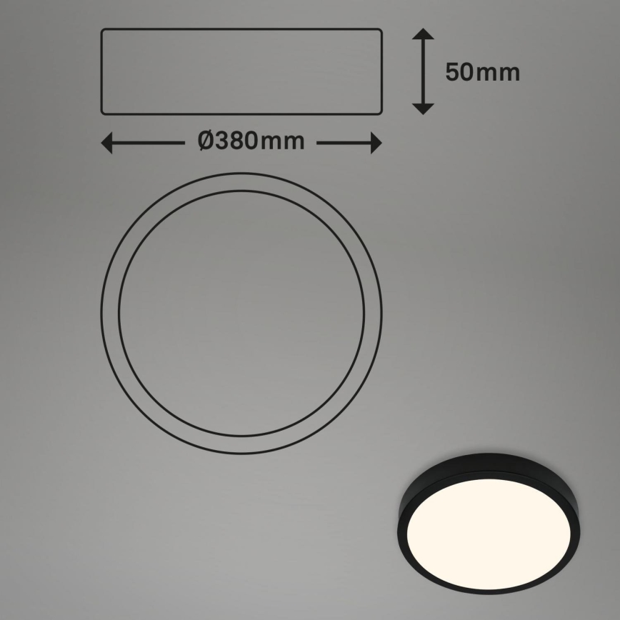 Briloner 3703-015 - LED Stropní svítidlo RUNA LED/24W/230V 3000K pr. 38 cm černá