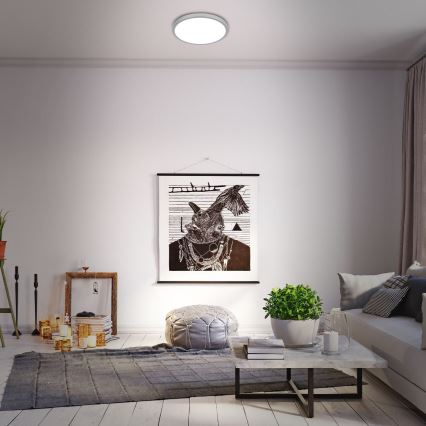 Briloner 3709-014 - LED RGBW Stmívatelné stropní svítidlo LED/22W/230V 4000K pr. 38 cm stříbrná + dálkové ovládání
