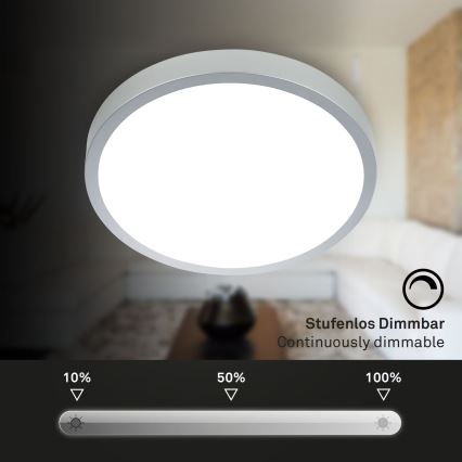 Briloner 3709-014 - LED RGBW Stmívatelné stropní svítidlo LED/22W/230V 4000K pr. 38 cm stříbrná + dálkové ovládání