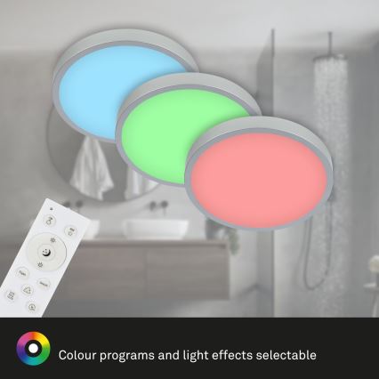 Briloner 3709-014 - LED RGBW Stmívatelné stropní svítidlo LED/22W/230V 4000K pr. 38 cm stříbrná + dálkové ovládání