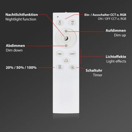 Briloner 3709-014 - LED RGBW Stmívatelné stropní svítidlo LED/22W/230V 4000K pr. 38 cm stříbrná + dálkové ovládání