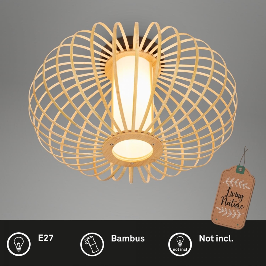 Briloner 3759011 - Stropní svítidlo 1xE27/10W/230V pr. 40 cm bambus