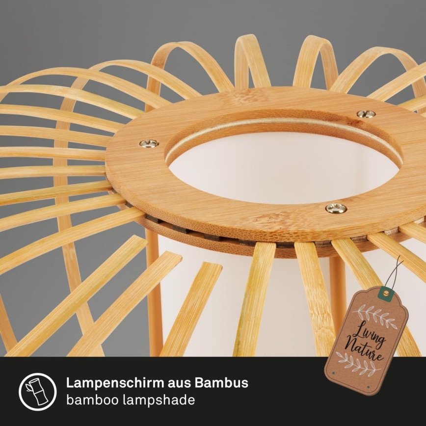 Briloner 3759011 - Stropní svítidlo 1xE27/10W/230V pr. 40 cm bambus