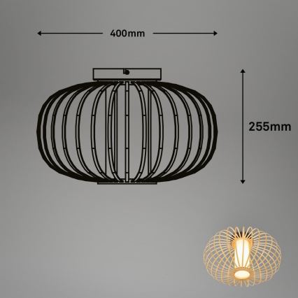 Briloner 3759011 - Stropní svítidlo 1xE27/10W/230V pr. 40 cm bambus