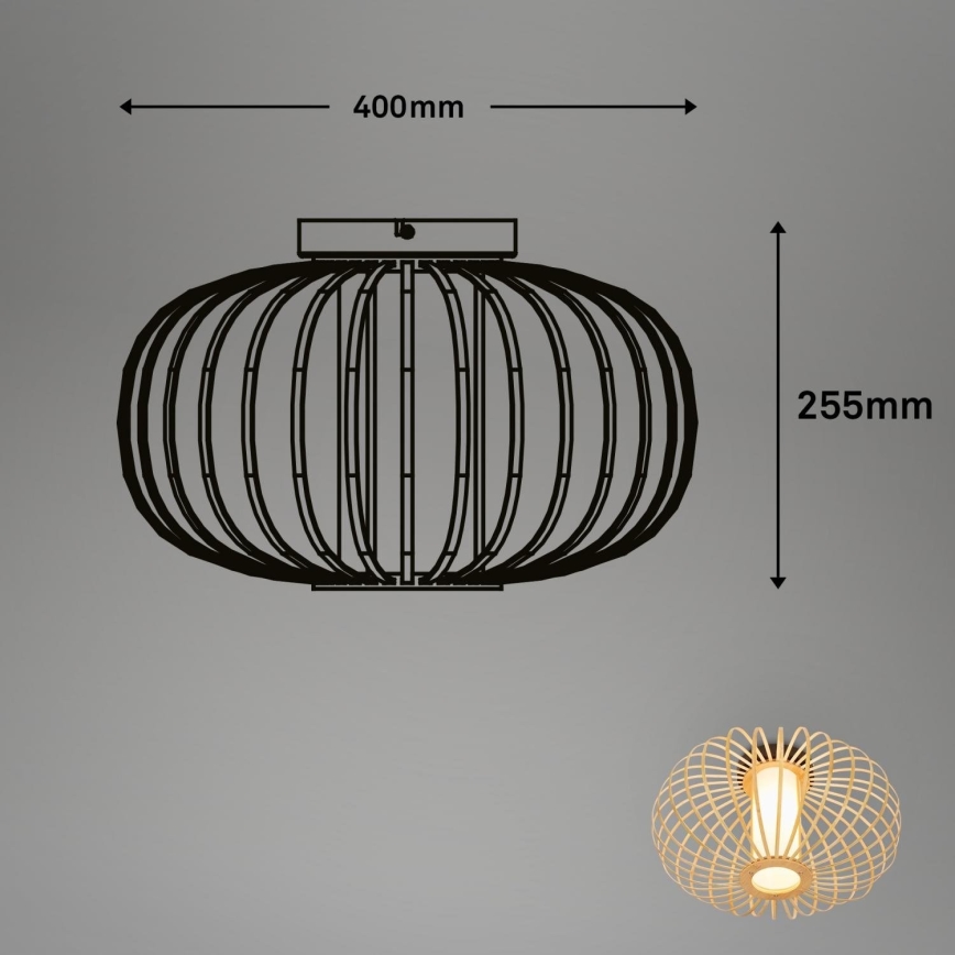 Briloner 3759011 - Stropní svítidlo 1xE27/10W/230V pr. 40 cm bambus