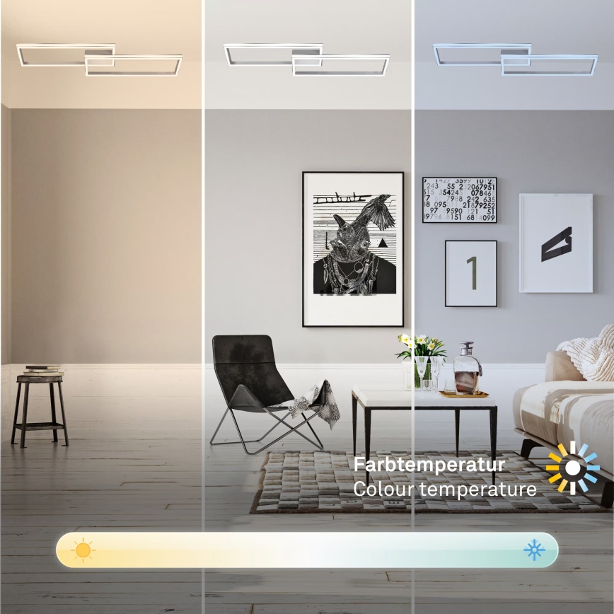 Briloner 3761019 - LED Stmívatelné stropní svítidlo LED/45W/230V 2700-6500K matný chrom + dálkové ovládání