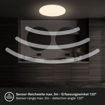 Briloner 3827-016 - LED Koupelnové stropní svítidlo se senzorem WALK LED/13W/230V IP54 pr. 27 cm bílá