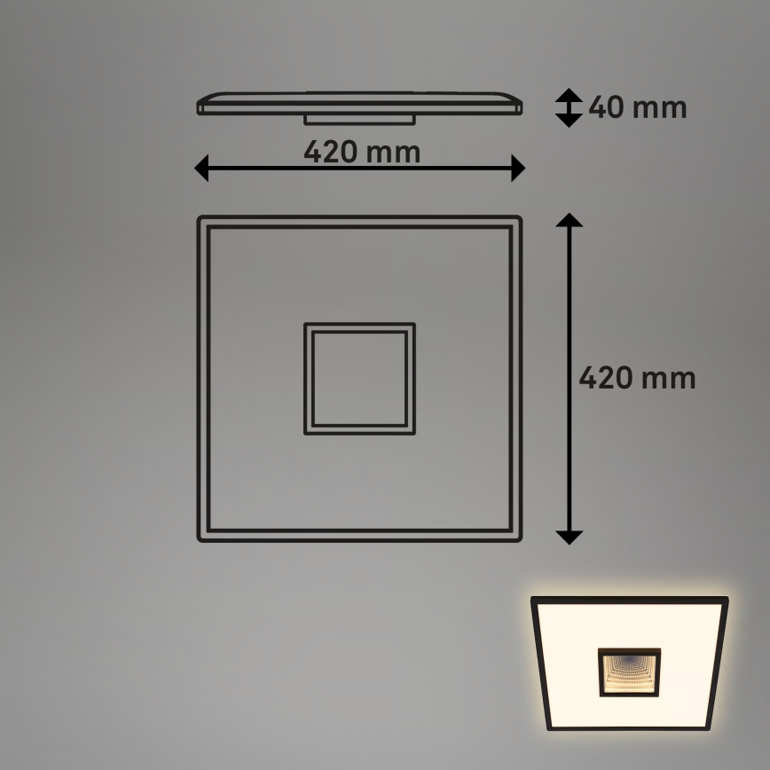 Briloner 3848015 - LED Stropní svítidlo TORO LED/18W/230V 42x42 cm černá