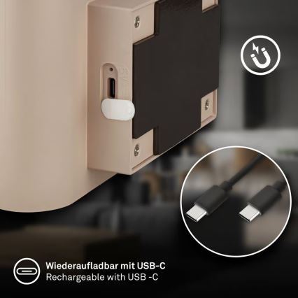 Briloner 3878011 - LED Nabíjecí nástěnné svítidlo se senzorem pohybu a soumraku CHAT LED/3W/5V 2000 mAh béžová