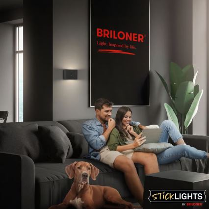 Briloner 3878015 - LED Nabíjecí nástěnné svítidelo se senzorem pohybu a soumraku CHAT LED/3W/5V 2000 mAh černá