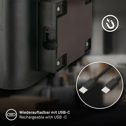 Briloner 3878015 - LED Nabíjecí nástěnné svítidelo se senzorem pohybu a soumraku CHAT LED/3W/5V 2000 mAh černá