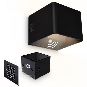 Briloner 3879015 - LED Nabíjecí nástěnné svítidlo se senzorem pohybu a soumraku BORRA LED/1,5W/5V 3600 mAh černá