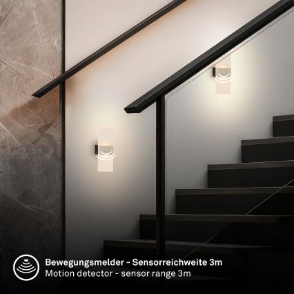 Briloner 3888012 - LED Nabíjecí nástěnné svítidlo se senzorem pohybu a soumraku AURA LED/2,5W/5V 1800 mAh matný chrom