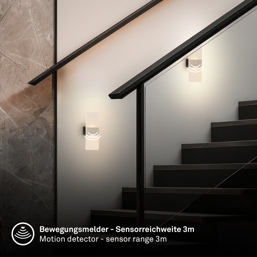 Briloner 3888012 - LED Nabíjecí nástěnné svítidlo se senzorem pohybu a soumraku AURA LED/2,5W/5V 1800 mAh matný chrom