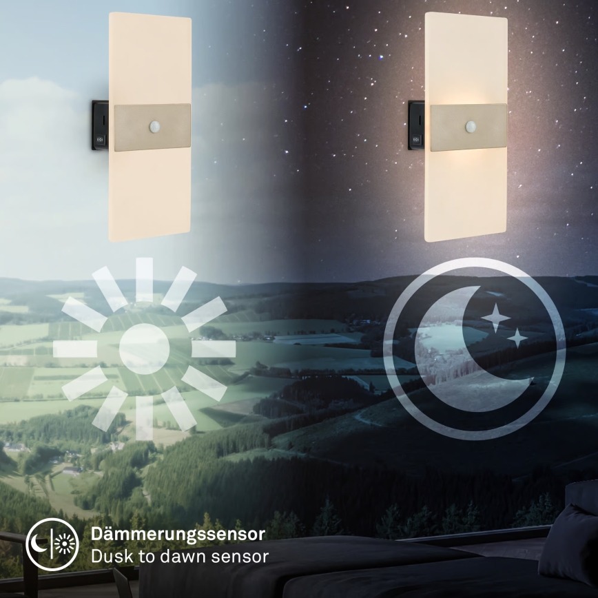 Briloner 3888012 - LED Nabíjecí nástěnné svítidlo se senzorem pohybu a soumraku AURA LED/2,5W/5V 1800 mAh matný chrom