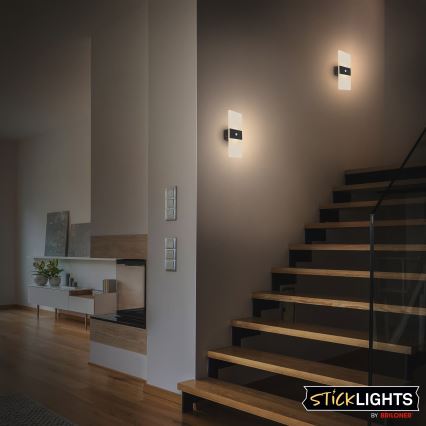 Briloner 3888015 - LED Nabíjecí nástěnné svítidlo se senzorem pohybu a soumraku AURA LED/2,5W/5V 1800 mAh černá