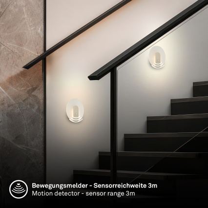 Briloner 3889012 - LED Nabíjecí nástěnné svítidlo se senzorem pohybu a soumraku TARO LED/2,5W/5V 1800 mAh matný chrom
