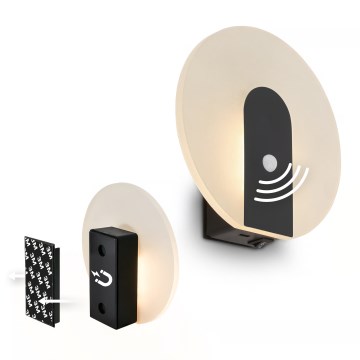 Briloner 3889015 - LED Nabíjecí nástěnné svítidlo se senzorem pohybu a soumraku TARO LED/2,5W/5V 1800 mAh černá