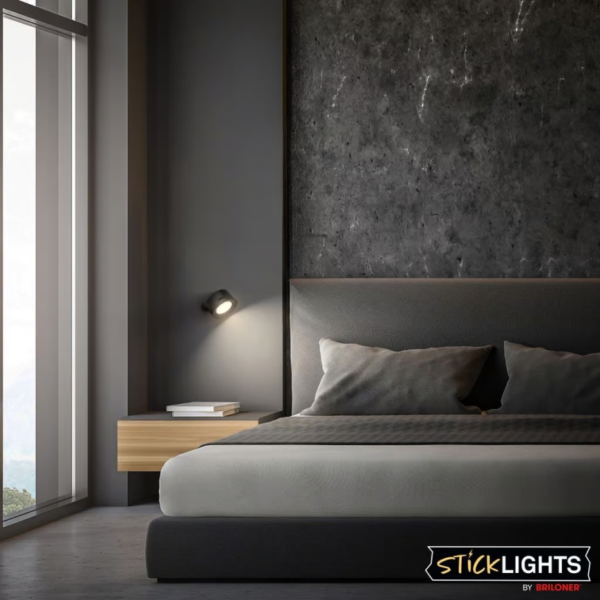 Briloner 3896015 - LED Stmívatelné nabíjecí nástěnné svítidlo TARI LED/1,6W/5V 1500 mAh černá