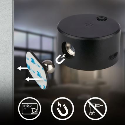 Briloner 3896015 - LED Stmívatelné nabíjecí nástěnné svítidlo TARI LED/1,6W/5V 1500 mAh černá