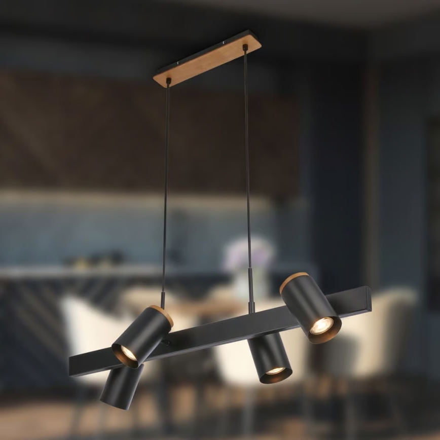 Briloner 4059045 - Lustr na lanku ERA 4xGU10/10W/230V černá