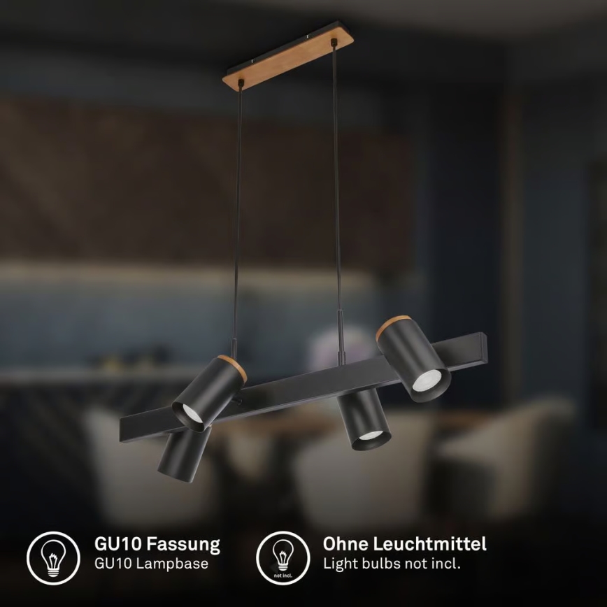 Briloner 4059045 - Lustr na lanku ERA 4xGU10/10W/230V černá