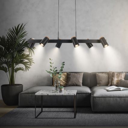 Briloner 4059065 - Lustr na lanku ERA 6xGU10/10W/230V černá