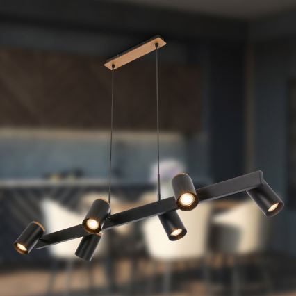 Briloner 4059065 - Lustr na lanku ERA 6xGU10/10W/230V černá