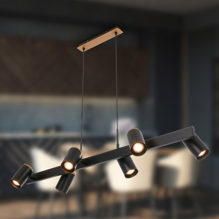 Briloner 4059065 - Lustr na lanku ERA 6xGU10/10W/230V černá