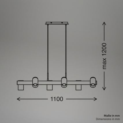 Briloner 4059065 - Lustr na lanku ERA 6xGU10/10W/230V černá