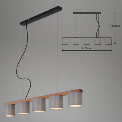 Briloner 4075-054 - Lustr na lanku RHON 5xE14/25W/230V