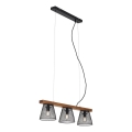 Briloner 4077-035 - Lustr na lanku WOOD & STYLE 3xE14/25W/230V kaučukovník