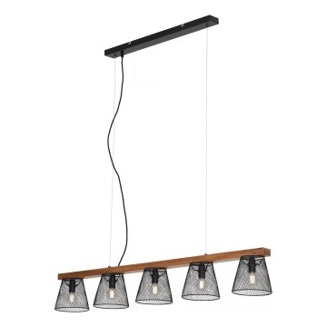Briloner 4077-055 - Lustr na lanku WOOD & STYLE 5xE14/25W/230V kaučukovník