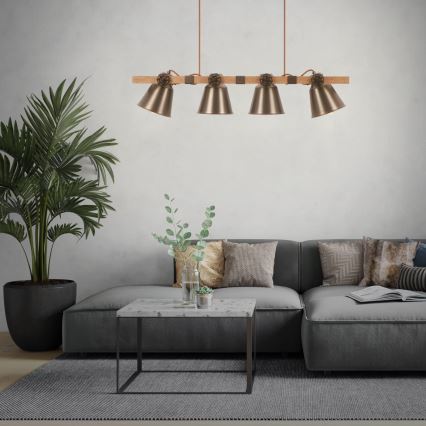 Briloner 4406-044 - Lustr na lanku TALE 4xE27/40W/230V hnědá