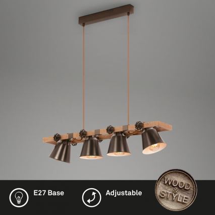 Briloner 4406-044 - Lustr na lanku TALE 4xE27/40W/230V hnědá