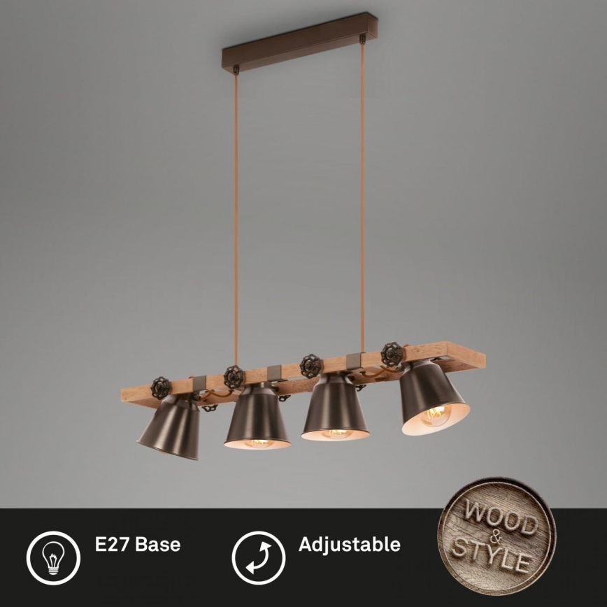 Briloner 4406-044 - Lustr na lanku TALE 4xE27/40W/230V hnědá